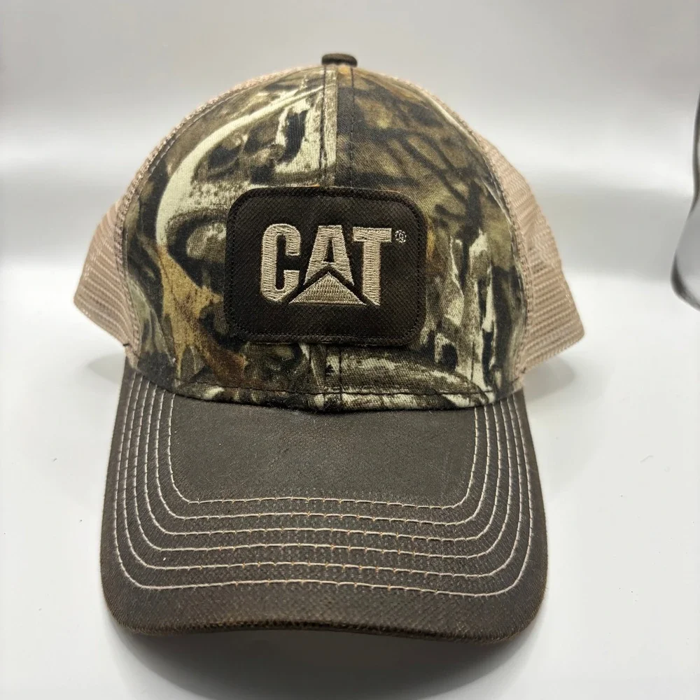 Trucker Hat CAT One Size Camo Polyester Cotton Mesh Back Snapback